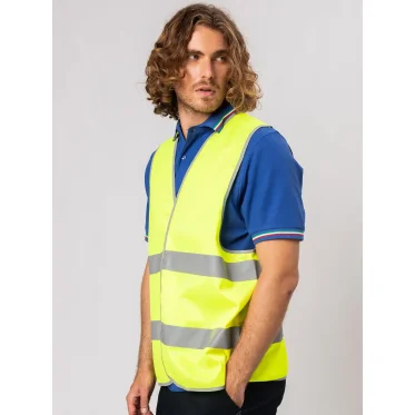 Gilet senza maniche alta visibilità personalizzabile Black Spider cuciture 50mm