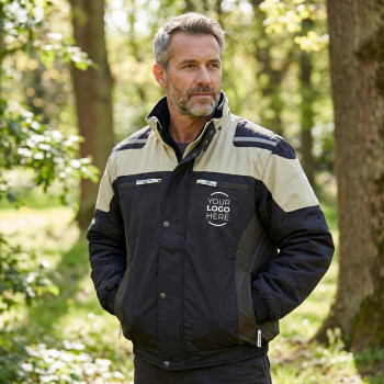 Bomber personalizzato in tessuto tecnico traspirante con zip e tasche