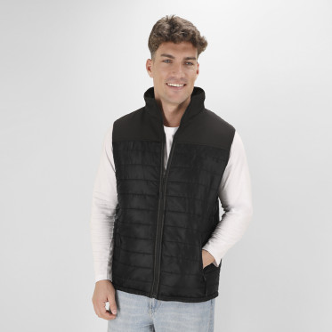 Gilet impermeabile personalizzabile nero con zip e tasche laterali