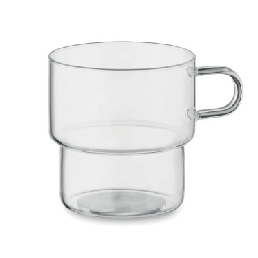 Tazza impilabile in vetro borosilicato 300 ml resistente alte temperature