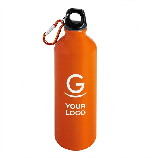 Borraccia in alluminio personalizzabile 750 ml con tappo avvitabile e moschettone