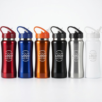 Borraccia personalizzata con logo - Borraccia personalizzabile 600 ml con beccuccio pieghevole e apertura push