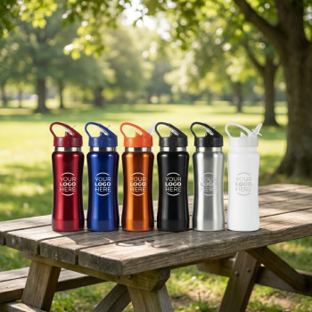 Borraccia personalizzata con logo - Borraccia personalizzabile 600 ml con beccuccio pieghevole e apertura push