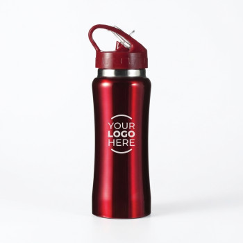Borraccia personalizzata con logo - Borraccia personalizzabile 600 ml con beccuccio pieghevole e apertura push
