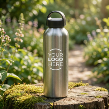 Borraccia personalizzata con logo - Borraccia personalizzabile 800 ml in alluminio con tappo a vite nero