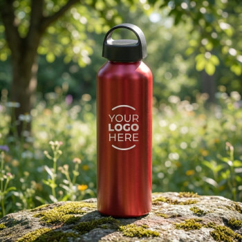 Borraccia personalizzata con logo - Borraccia personalizzabile 800 ml in alluminio con tappo a vite nero