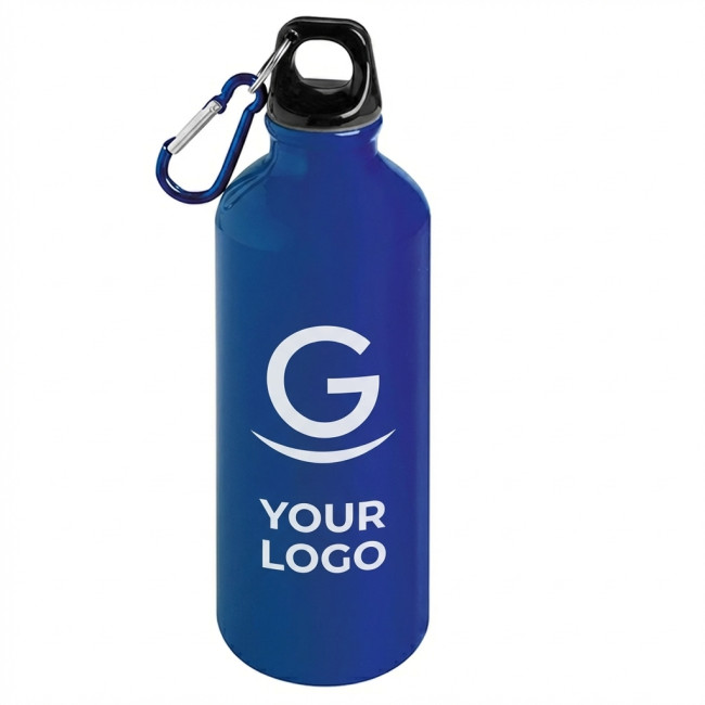 Borraccia personalizzata con logo - Borraccia personalizzabile in alluminio 500 ml con moschettone lucida