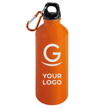 Borraccia personalizzata con logo - Borraccia personalizzabile in alluminio 500 ml con moschettone lucida