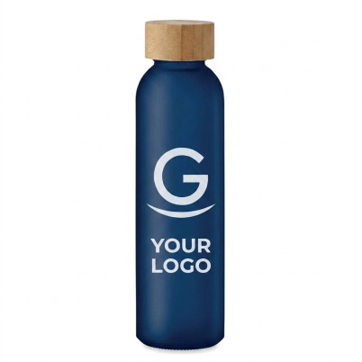 Borraccia personalizzabile in vetro smerigliato con coperchio in bamboo 500 ml