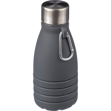 Borraccia pieghevole 550 ml impression coperchio acciaio inox gancio alluminio