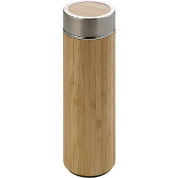 Thermos personalizzato - Borraccia Yara | Acciaio inox e bambù | 420 ml | Infusore per tè