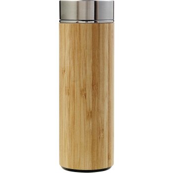 Thermos personalizzato - Borraccia Yara | Acciaio inox e bambù | 420 ml | Infusore per tè