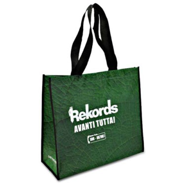 Borsa shopper personalizzabile in PET riciclato con manici in nylon nero