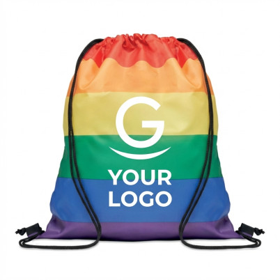 Borsa a sacca personalizzabile poliestere RPET resistente 36 litri arcobaleno