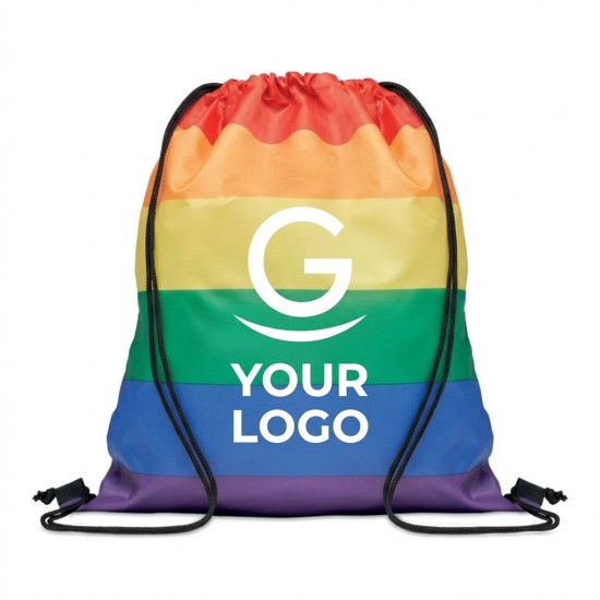 Borsa a sacca personalizzabile poliestere RPET resistente 36 litri arcobaleno
