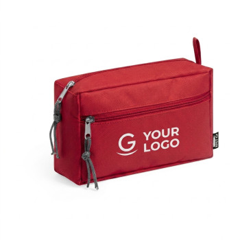 beauty case personalizzati​ - Borsa da toilette personalizzabile RPET con maniglia e zip funzionale