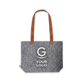 Borsa in feltro personalizzabile con manici in similpelle marrone grigio/naturale