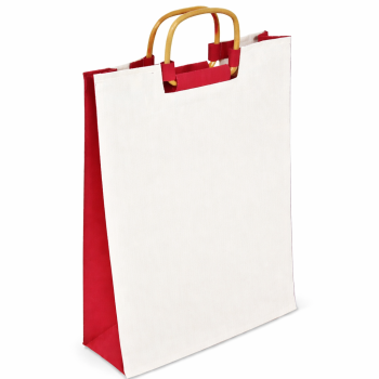 Shopper personalizzate con logo - Borsa personalizzabile con manici in legno cotone 100% interno plastificato
