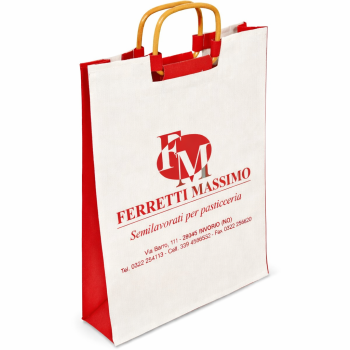 Shopper personalizzate con logo - Borsa personalizzabile con manici in legno cotone 100% interno plastificato