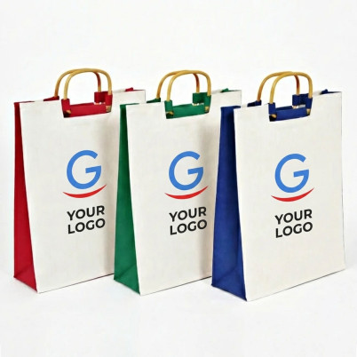 Borsa personalizzabile con manici in legno cotone 100% interno plastificato