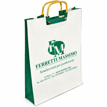 Shopper personalizzate con logo - Borsa personalizzabile con manici in legno cotone 100% interno plastificato