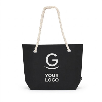 Borsa personalizzabile in feltro riciclato con maniglie in corda cotone