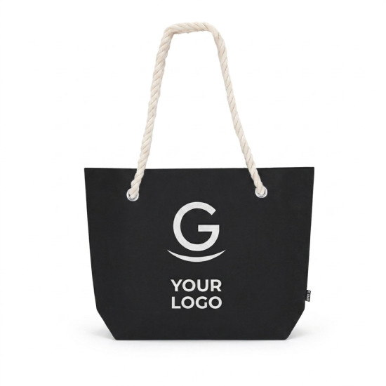 Borsa personalizzabile in feltro riciclato con maniglie in corda cotone