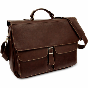 Borsa porta PC personalizzata con logo - Borsa porta computer personalizzabile marrone similpelle 15 pollici