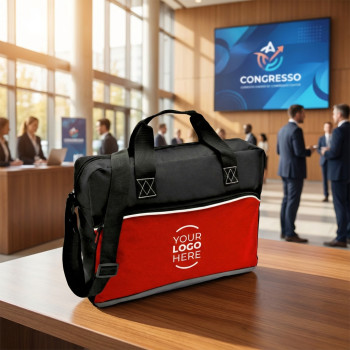 Borsa porta PC personalizzata con logo - Borsa porta PC personalizzabile in polyester 600D con tracolla regolabile