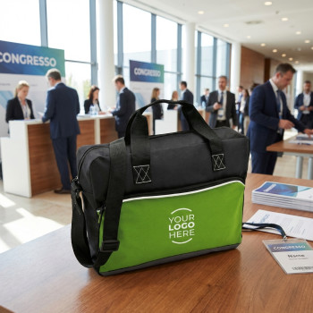 Borsa porta PC personalizzata con logo - Borsa porta PC personalizzabile in polyester 600D con tracolla regolabile