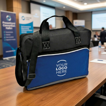 Borsa porta PC personalizzata con logo - Borsa porta PC personalizzabile in polyester 600D con tracolla regolabile