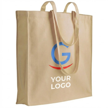 Borse personalizzate con logo - Borsa shopper personalizzabile cotone naturale con soffietto laterale