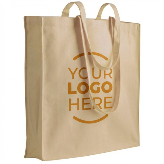 Borsa shopper personalizzabile cotone naturale con soffietto laterale