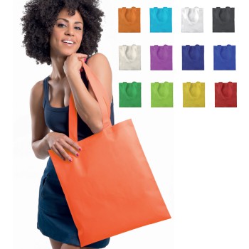 Shopper personalizzate con logo - Borsa shopping  in TNT, colorata, manici lunghi  cucitura termica