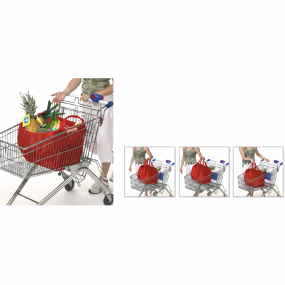 Borsa shopping personalizzabile con ganci plastica e custodia in nylon