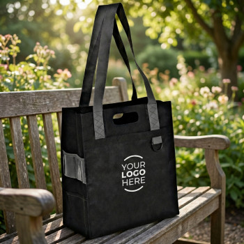 Shopper personalizzate con logo - Borsa spesa personalizzabile in TNT con tasche laterali portabiglietti