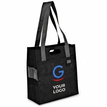 Shopper personalizzate con logo - Borsa spesa personalizzabile in TNT con tasche laterali portabiglietti
