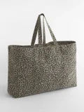 Borsa tote oversize in tela con stampa leopardata