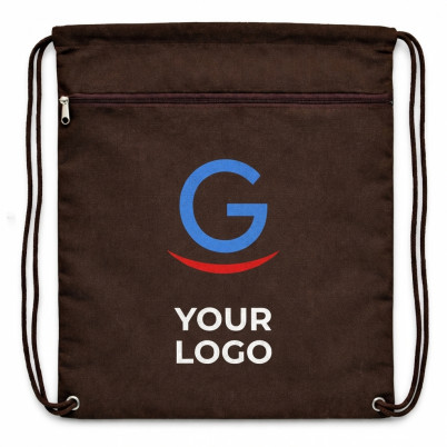 Borsa zainetto personalizzabile in canapa naturale colore caffè