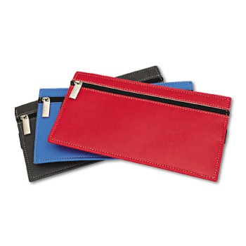 Portacarte di credito personalizzati con logo - Borsello portapenne con elastico sul retro, in vivella con zip.