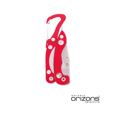 Multiutensile compatto personalizzabile ORIZONS con 6 accessori in acciaio inox