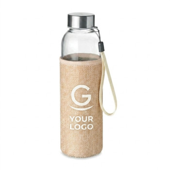 Borraccia in vetro personalizzata con logo - Bottiglia in vetro personalizzabile 500ml con custodia in neoprene