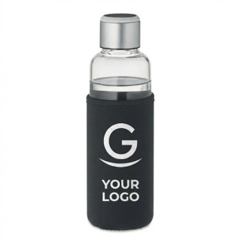 Bottiglia personalizzabile in vetro borosilicato con custodia in acciaio e promemoria luminoso