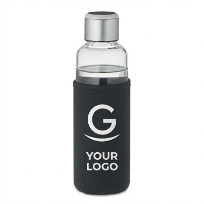 Bottiglia personalizzabile in vetro borosilicato con custodia in acciaio e promemoria luminoso