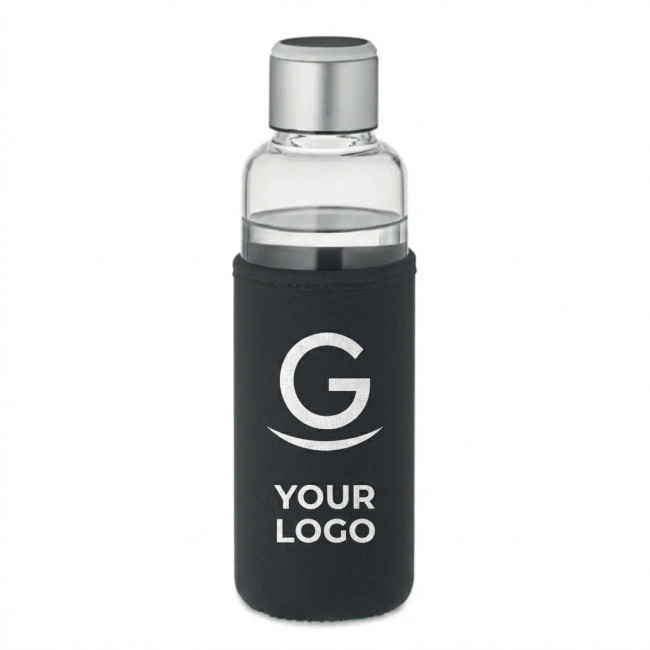 Bottiglia personalizzabile in vetro borosilicato con custodia in acciaio e promemoria luminoso