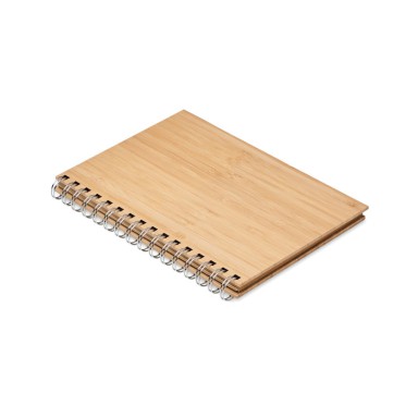 Gadget tecnologico personalizzato con logo - BRAM - Notebook A5 in bamboo rilegato