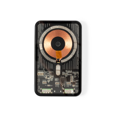 Power bank personalizzabile trasparente con caricatore wireless 15W