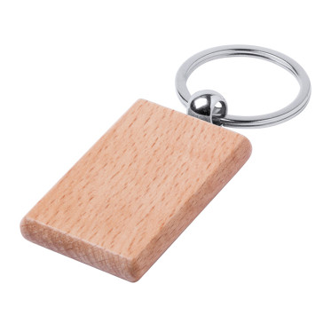 Portachiavi personalizzabile legno naturale con anello piatto robusto