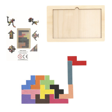 Gioco di abilità personalizzabile in legno con 12 pezzi colorati