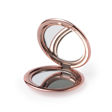 Specchio pieghevole personalizzabile con doppio ingrandimento oro rosa